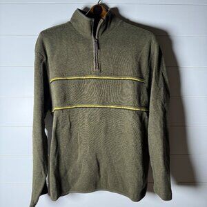 Pendleton Woolen Mills 1/4 Zip Sweater Sz Medium Olive Green/Brown 100% Cotton